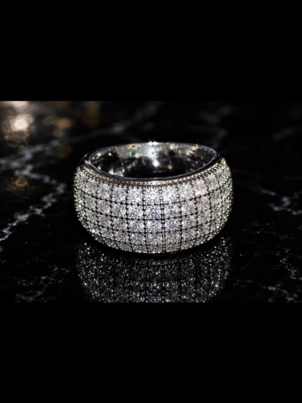 Men Ring Size 8 Iced Out Hiphop Vz Crystals Bust Down Piece Conservative